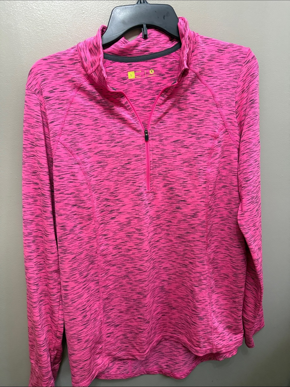 Xersion Pink Heathered Quarter-Zip Performance Pullover